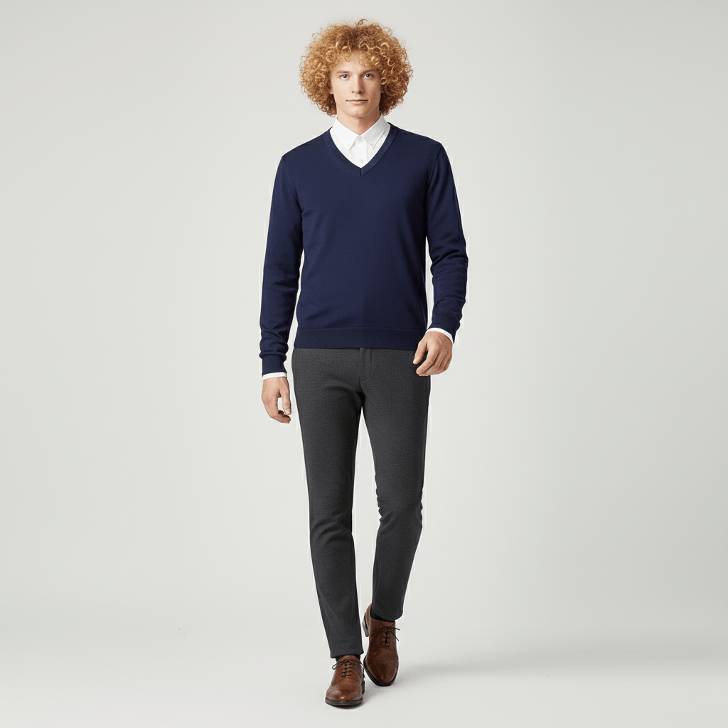 Dopasowany sweter z dekoltem w serek - Keanu