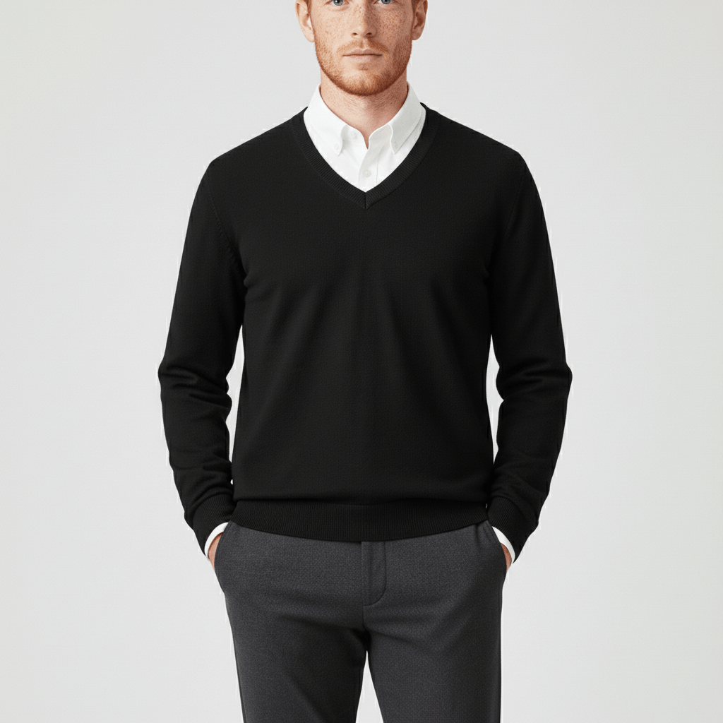 Dopasowany sweter z dekoltem w serek - Keanu
