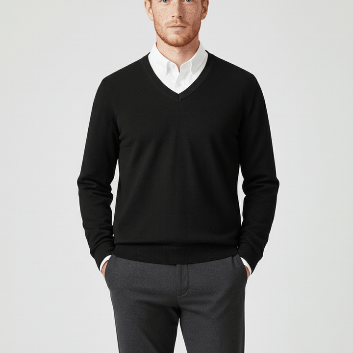 Dopasowany sweter z dekoltem w serek - Keanu