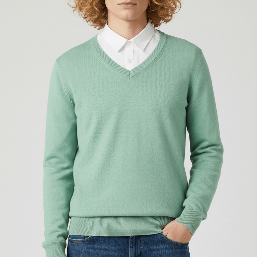 Dopasowany sweter z dekoltem w serek - Keanu