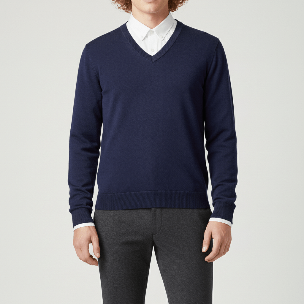 Dopasowany sweter z dekoltem w serek - Keanu