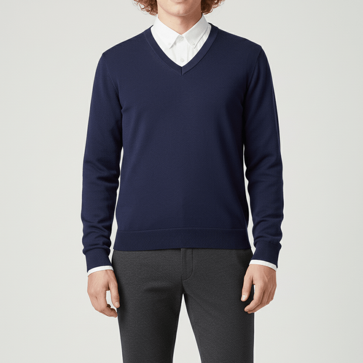 Dopasowany sweter z dekoltem w serek - Keanu