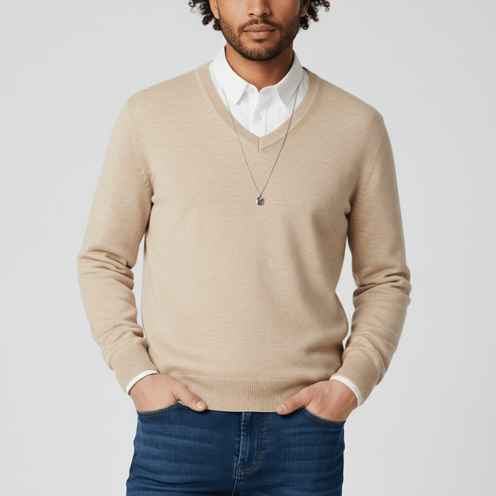 Dopasowany sweter z dekoltem w serek - Keanu