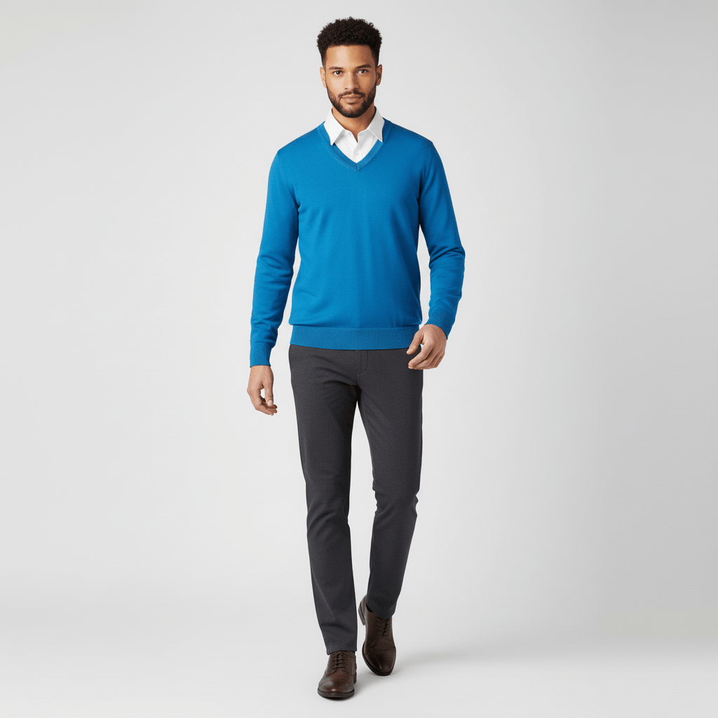 Dopasowany sweter z dekoltem w serek - Keanu