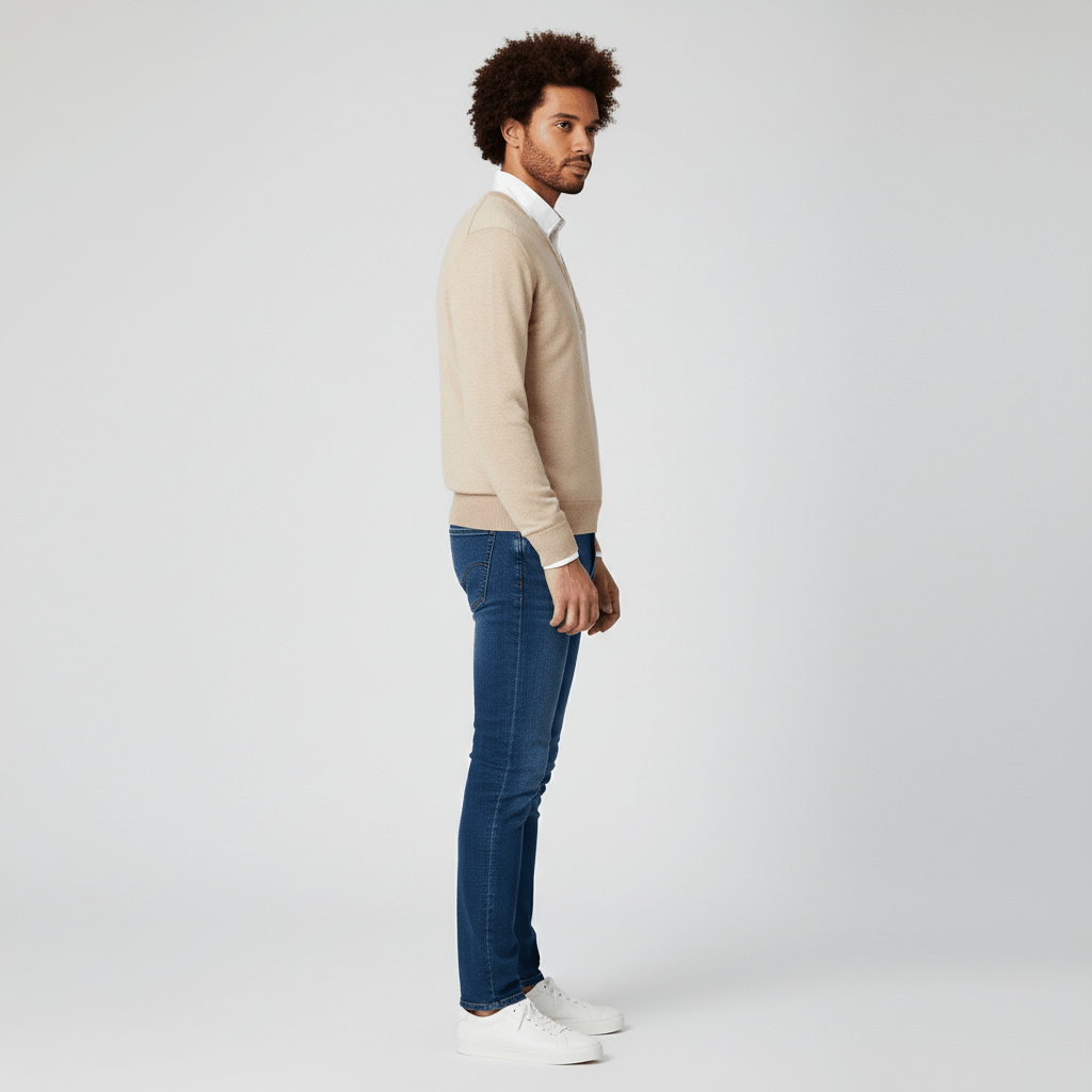 Dopasowany sweter z dekoltem w serek - Keanu