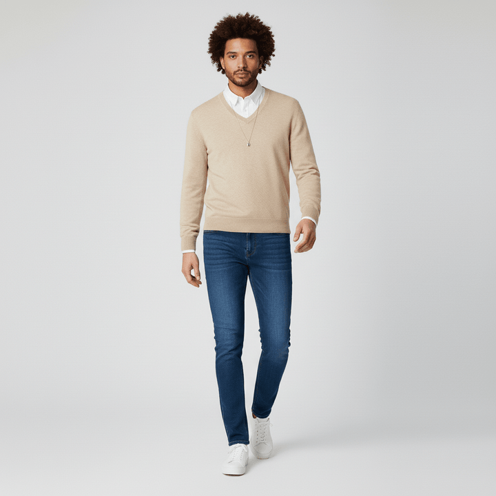 Dopasowany sweter z dekoltem w serek - Keanu