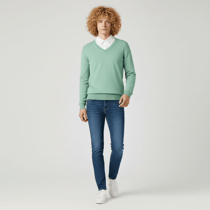 Dopasowany sweter z dekoltem w serek - Keanu