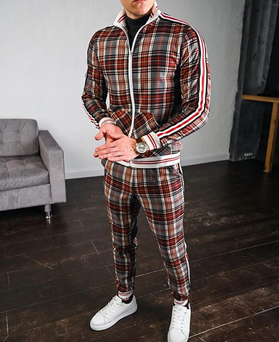 Komplet joggerów slim fit ze stójką - Riccardo