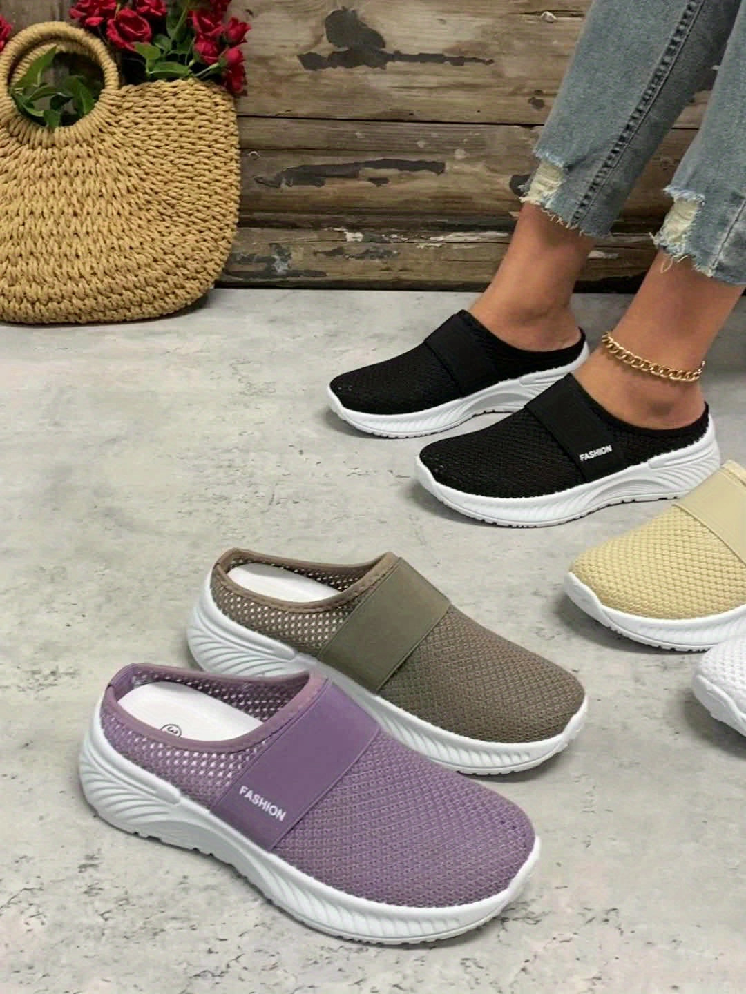 Leona | Buty Sportowe z Siatkową Cholewką i Elastyczną Podeszwą