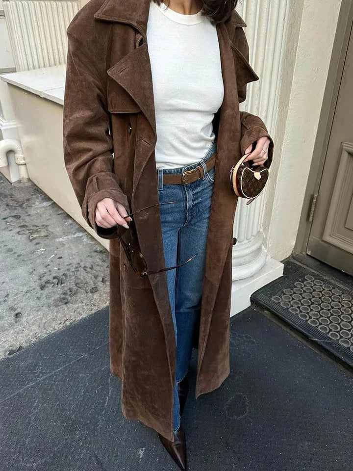 Kaminski | Elegancki damski płaszcz trench z zamszu łączący styl i komfort | Ella
