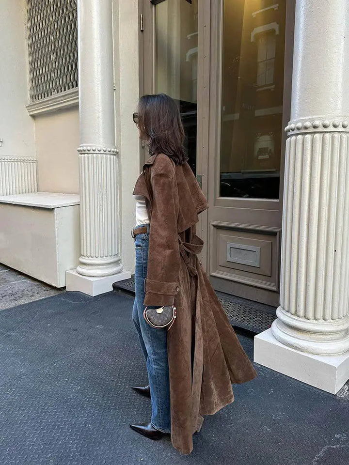Kaminski | Elegancki damski płaszcz trench z zamszu łączący styl i komfort | Ella