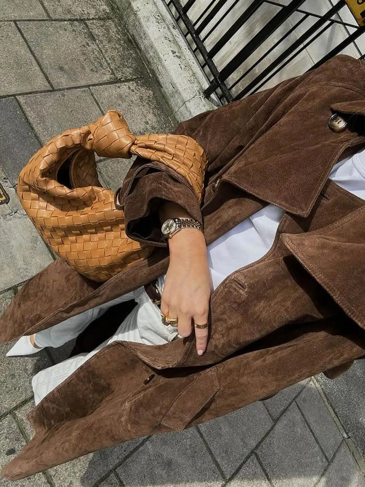 Kaminski | Elegancki damski płaszcz trench z zamszu łączący styl i komfort | Ella