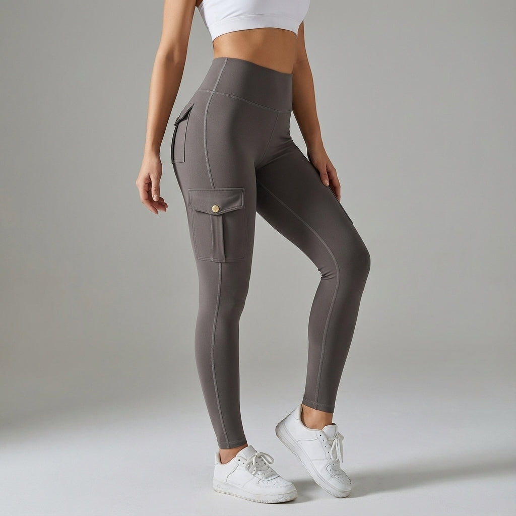 Sportowe legginsy cargo z rozciągliwego materiału - Judith