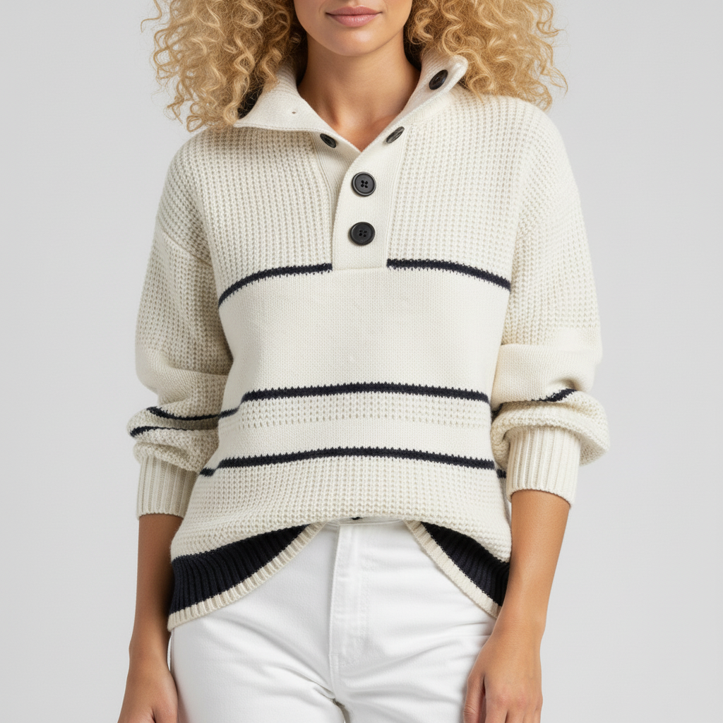 Sweter dzianinowy w paski z fakturą - Judy