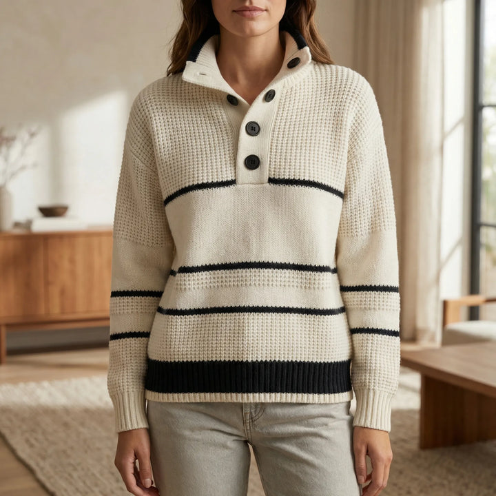 Sweter dzianinowy w paski z fakturą - Judy