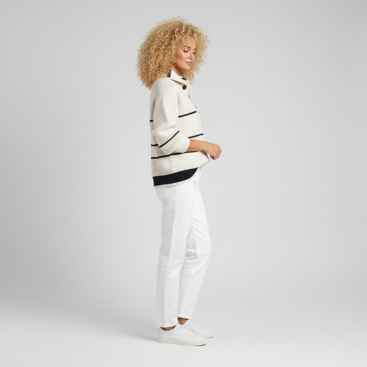 Sweter dzianinowy w paski z fakturą - Judy