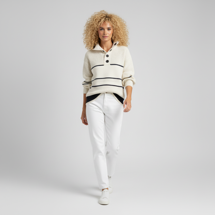 Sweter dzianinowy w paski z fakturą - Judy