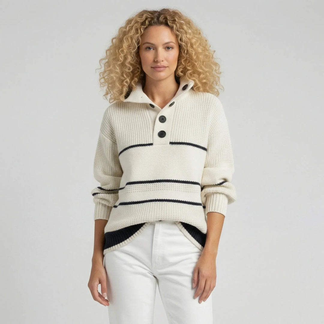 Sweter dzianinowy w paski z fakturą - Judy