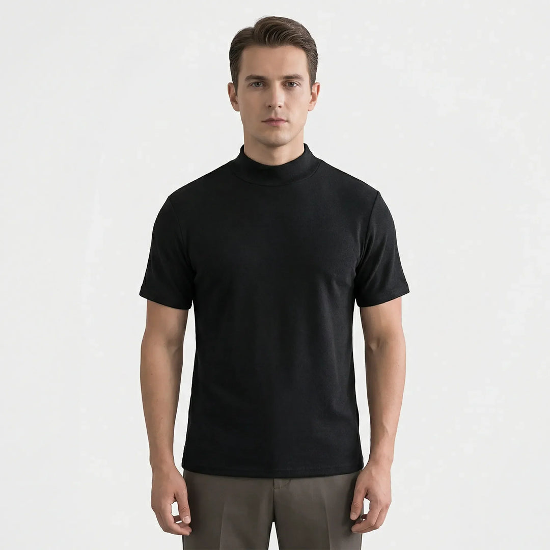 T-shirt z kołnierzykiem typu stójka dla mężczyzn - Emanuel