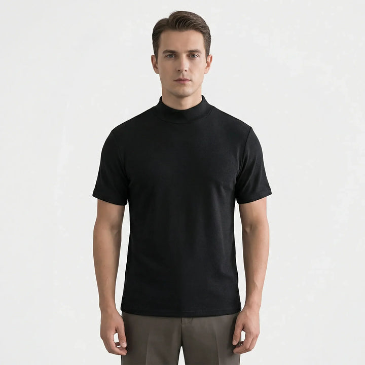 T-shirt z kołnierzykiem typu stójka dla mężczyzn - Emanuel