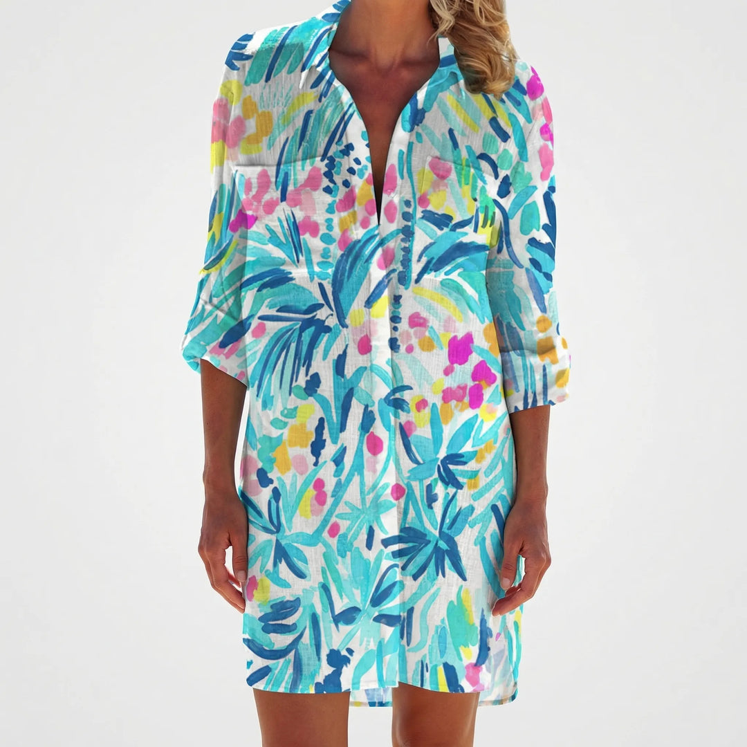 Sukienka koszulowa z nadrukiem tie-dye - Vanessa