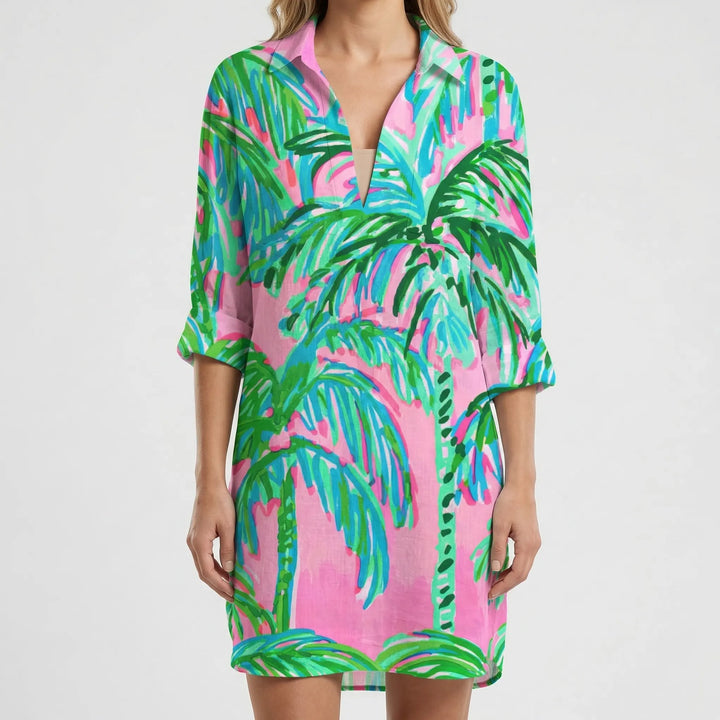 Sukienka koszulowa z nadrukiem tie-dye - Vanessa