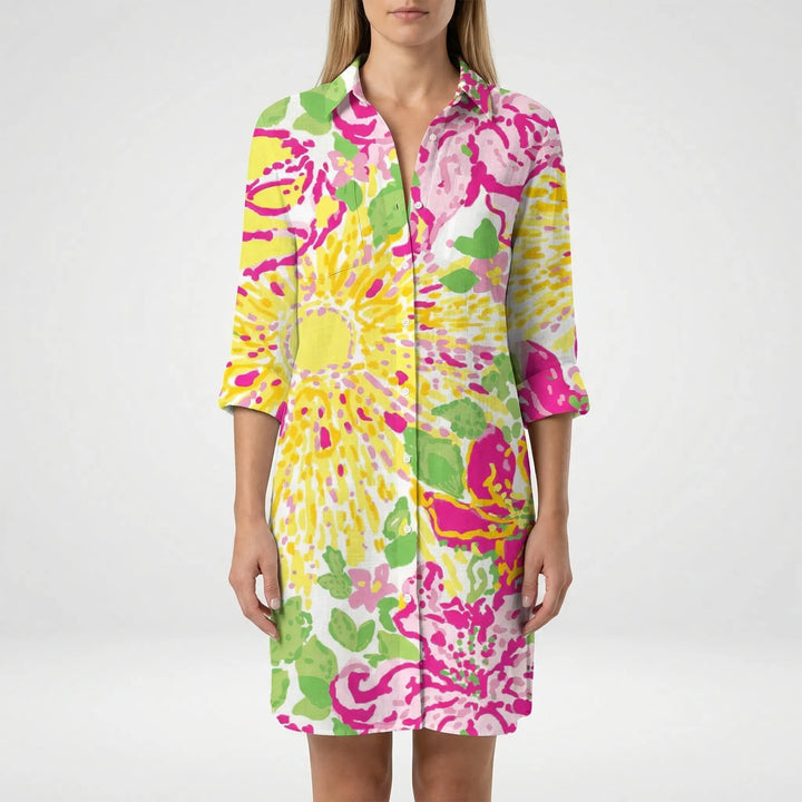 Sukienka koszulowa z nadrukiem tie-dye - Vanessa