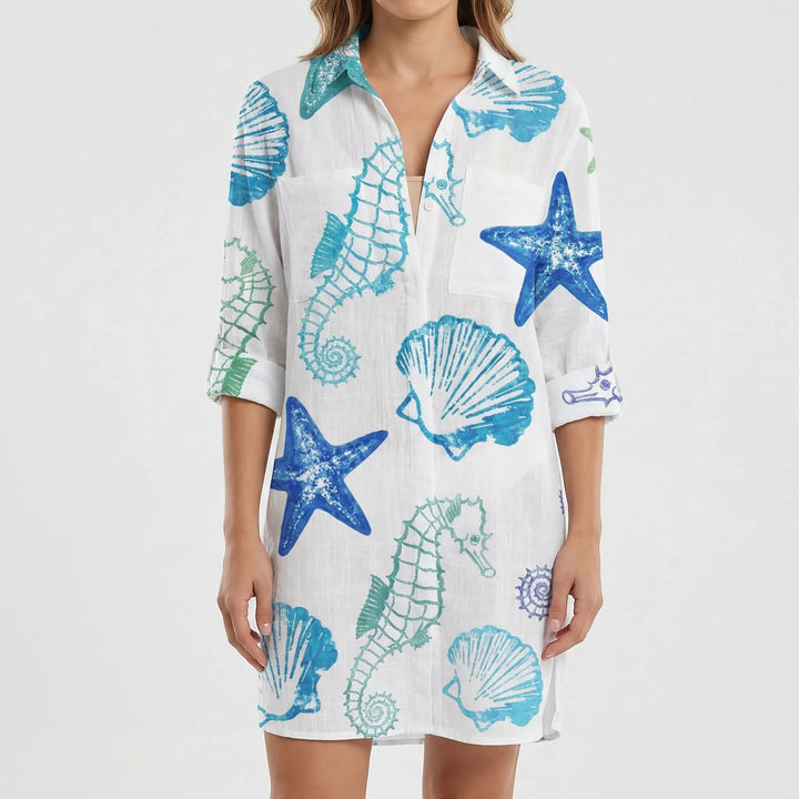Sukienka koszulowa z nadrukiem tie-dye - Vanessa