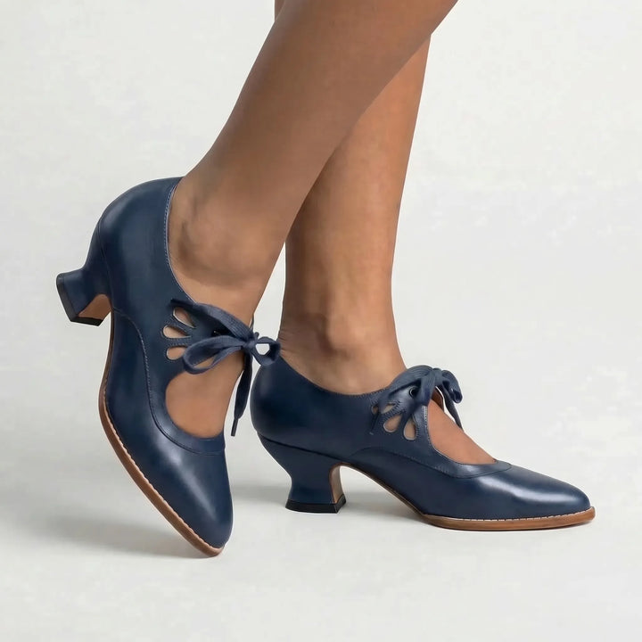 Sznurowane buty na obcasie w stylu vintage - Virginia