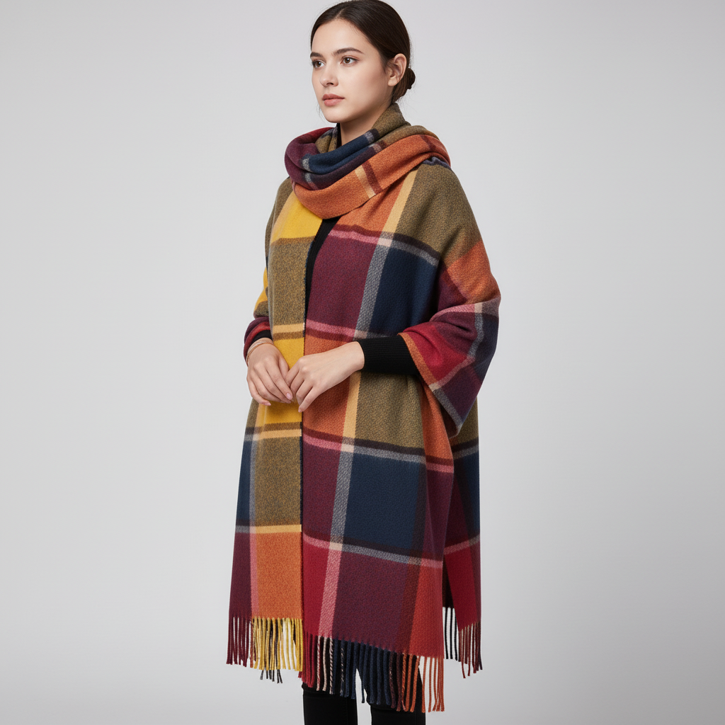 Miękki szalik kaszmirowy w wzór rombów - AutumnCloak