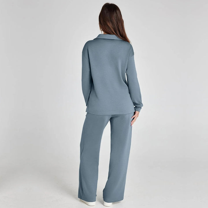 Luźny komplet loungewear z szeroką nogawką - Joleen