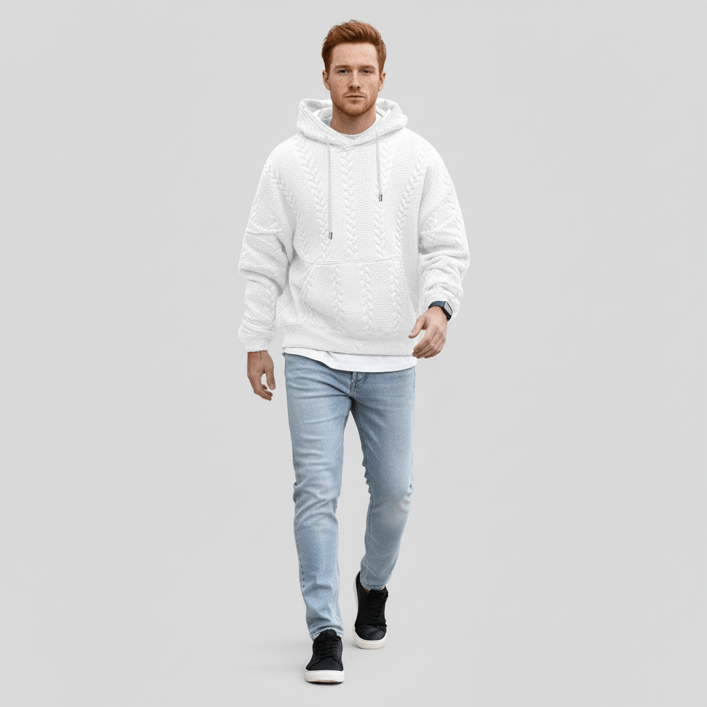 Sweter warkoczowy z kapturem - Carlos