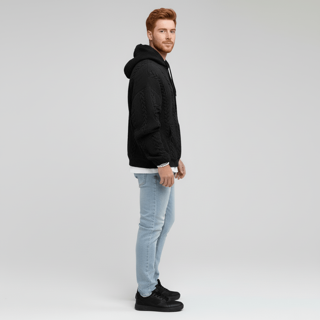 Sweter warkoczowy z kapturem - Carlos