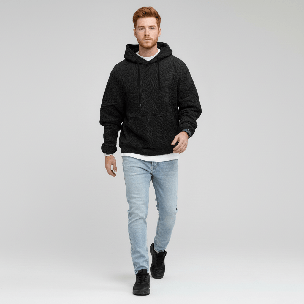 Sweter warkoczowy z kapturem - Carlos