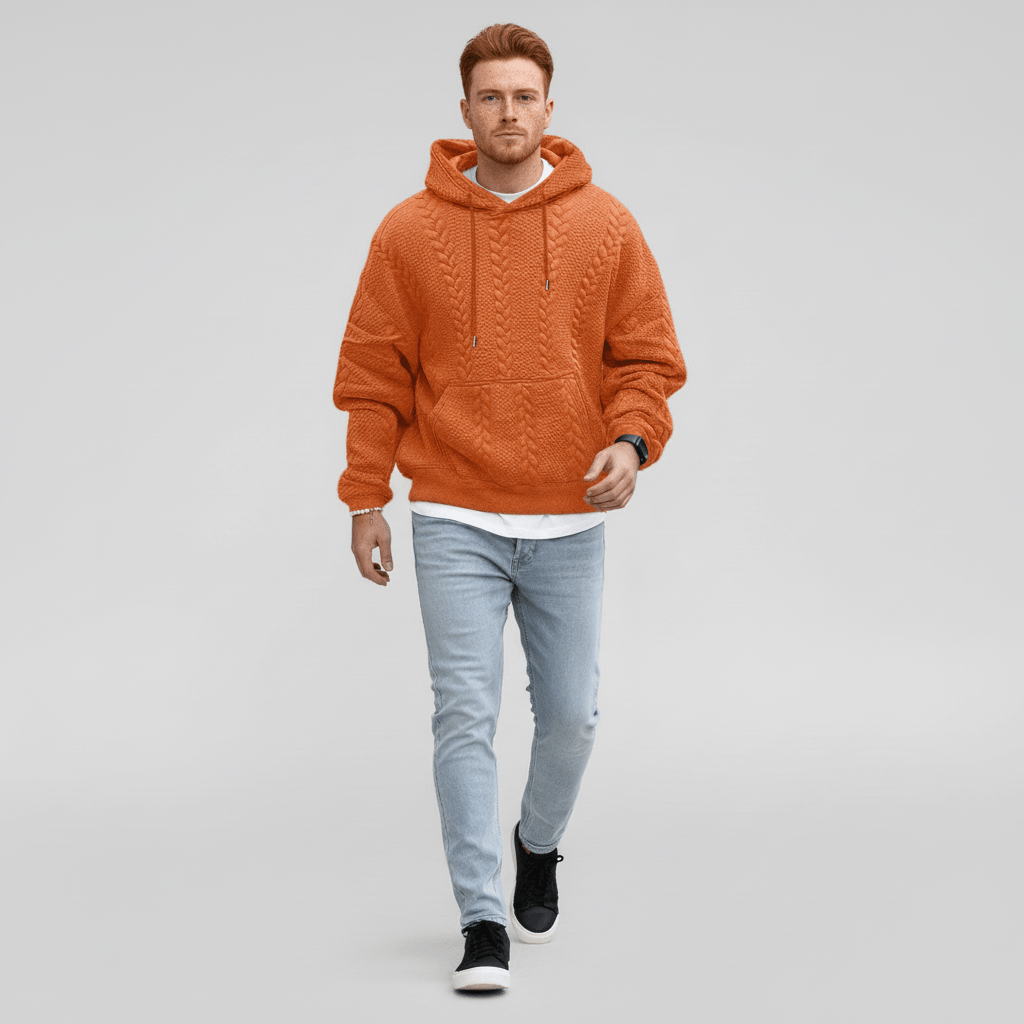 Sweter warkoczowy z kapturem - Carlos