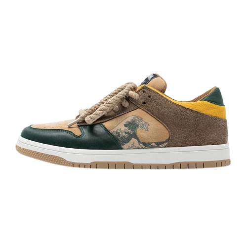 Artystyczne damskie i męskie sneakersy na platformie z motywem fal – Daiki