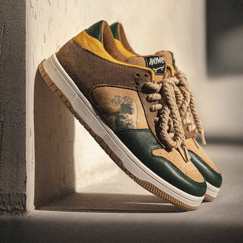Artystyczne damskie i męskie sneakersy na platformie z motywem fal – Daiki