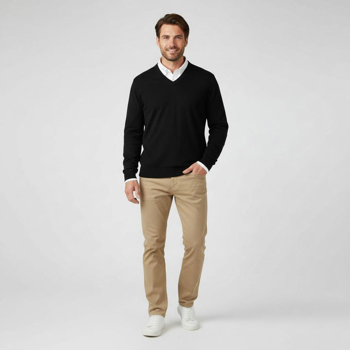 Thibault | Męski sweter z dekoltem w serek – minimalistyczny styl