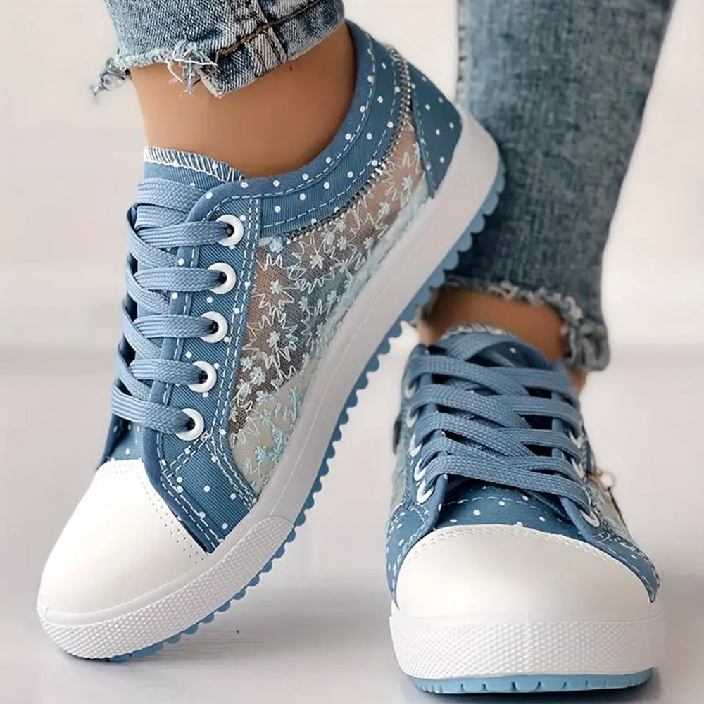 Mielle - Kropkowane Sportowe Buty z Koronką
