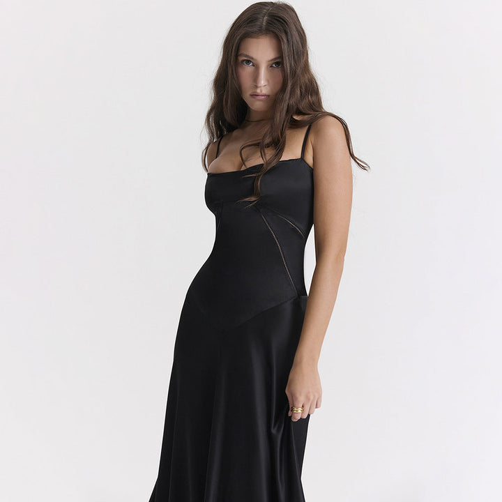 Olivia | Elegancka sukienka satynowa maxi z wiązaniem na plecach