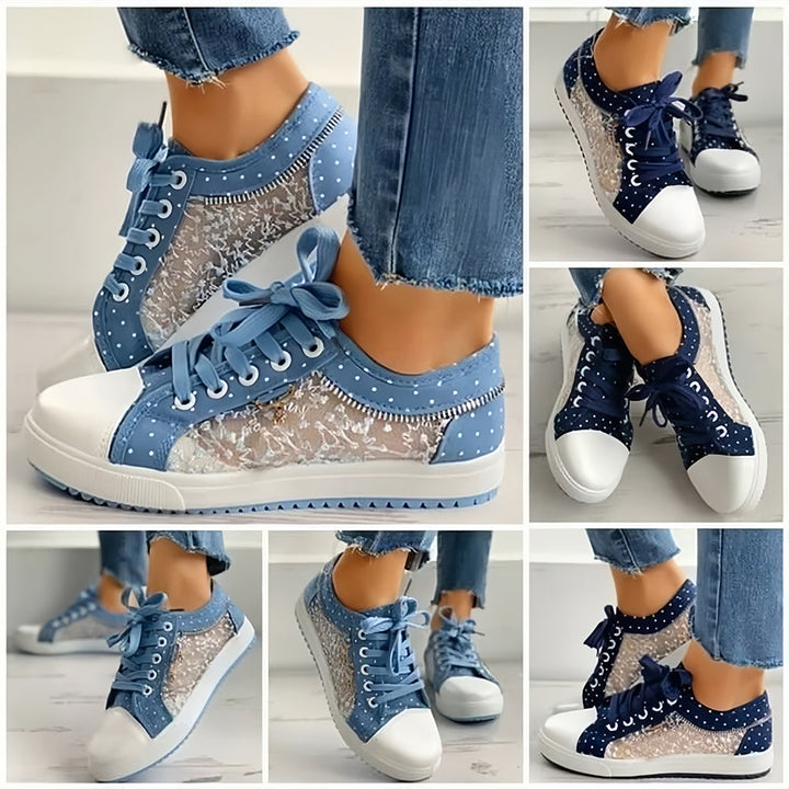 Mielle - Kropkowane Sportowe Buty z Koronką