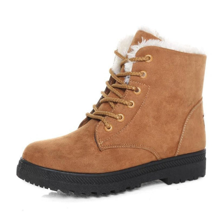 Ciepłe ocieplane damskie zimowe buty za kostkę z szyjkami - Eliza Fur Boot