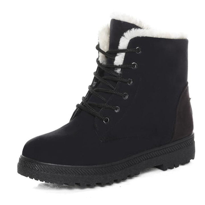 Ciepłe ocieplane damskie zimowe buty za kostkę z szyjkami - Eliza Fur Boot