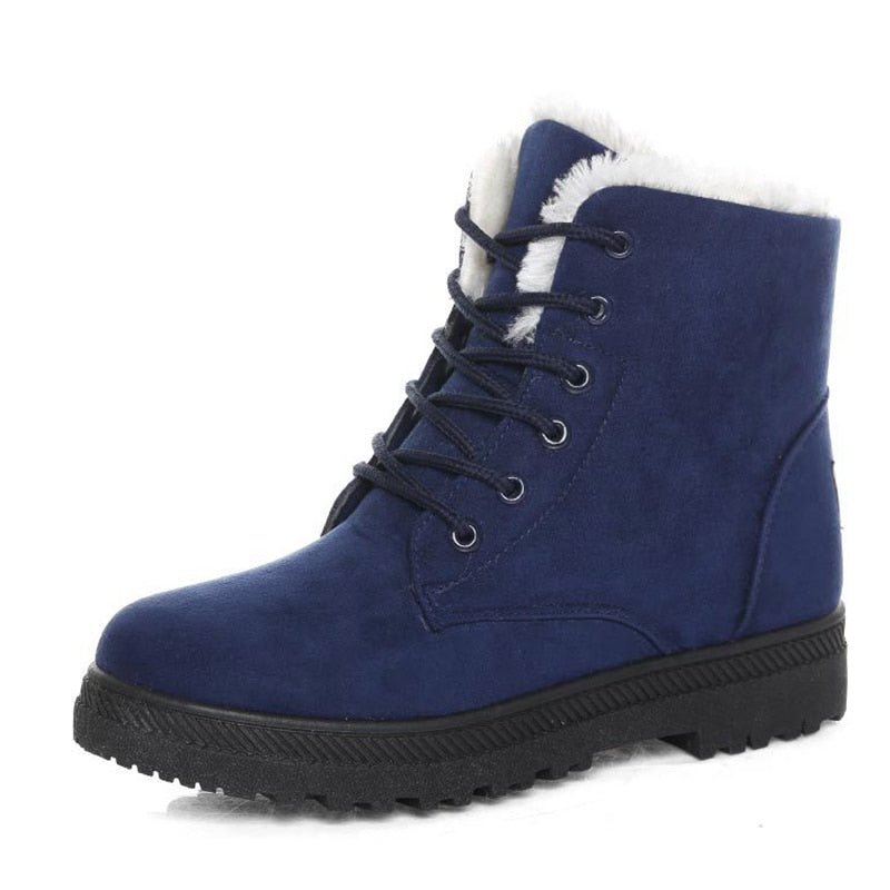 Ciepłe ocieplane damskie zimowe buty za kostkę z szyjkami - Eliza Fur Boot