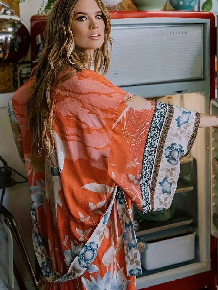 Czerwony kimono w kwiaty - Isabella