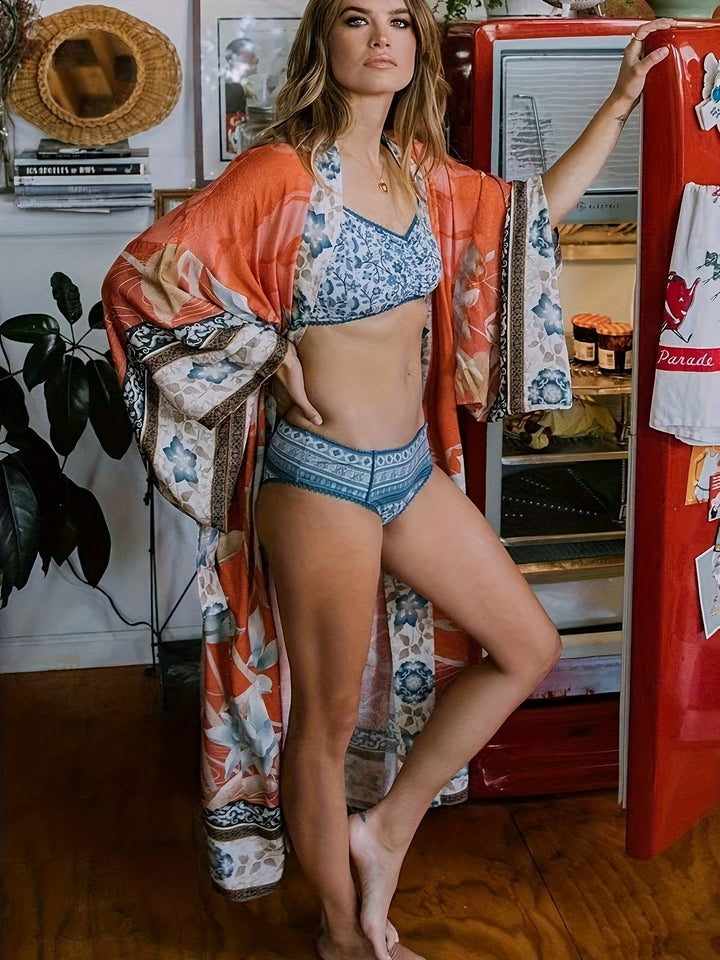 Czerwony kimono w kwiaty - Isabella