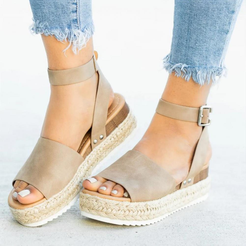 Damskie espadryle na platformie z obcasem i paseczkami – Livia