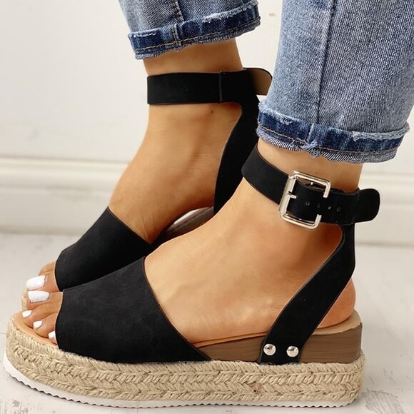 Damskie espadryle na platformie z obcasem i paseczkami – Livia