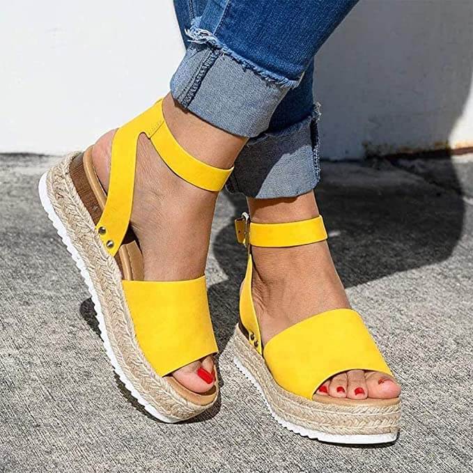 Damskie espadryle na platformie z obcasem i paseczkami – Livia