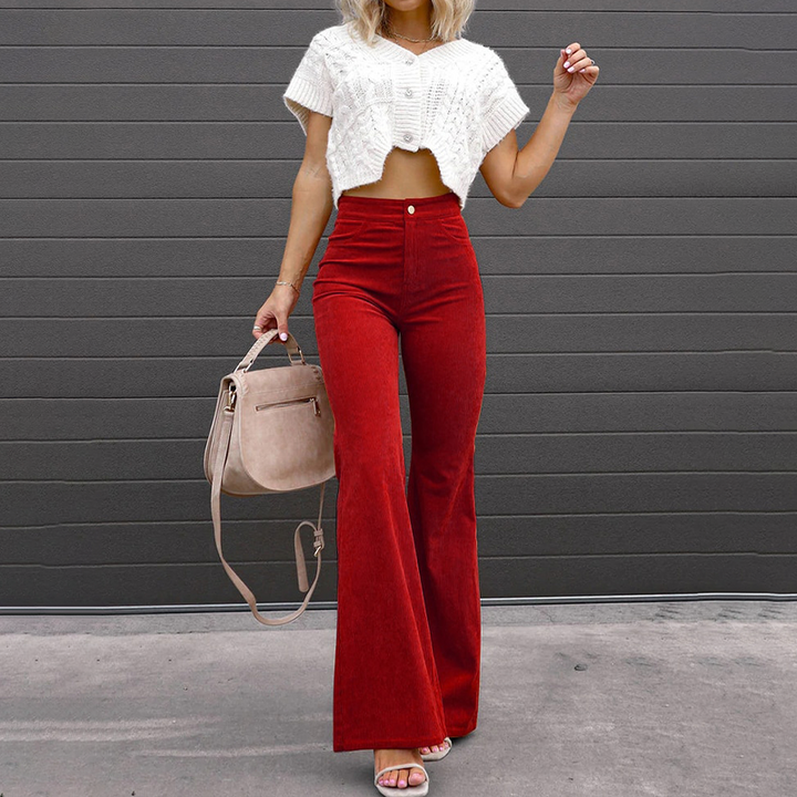 Damskie spodnie typu culottes z organicznego kordu z wysokim stanem – Elegance Spice